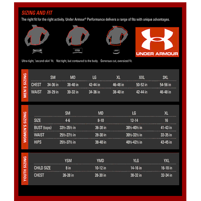 UNDER ARMOUR MAQUINA SOCCER JERSEY SIZING CHART